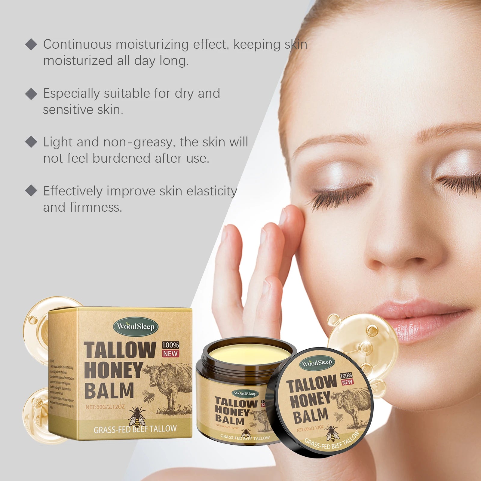 Whipped Beef  Skin Face Moisturizer Fast Absorption Grass Fed Grass Finished Organic Face Cream Body Lotion