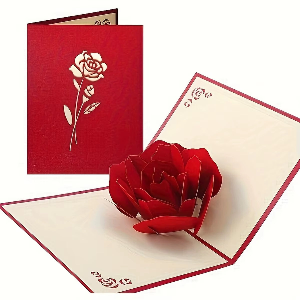 3D Pop-Up Happy Birthday Rose Card - Perfect for Anniversaries, Mother'S Day, Weddings - Greeting Women,Youngsters with Envelope